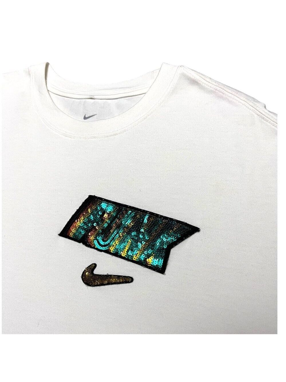 Nike Rayguns White Sequins FUNK Men's Swoosh Basketball T-Shirt - XL